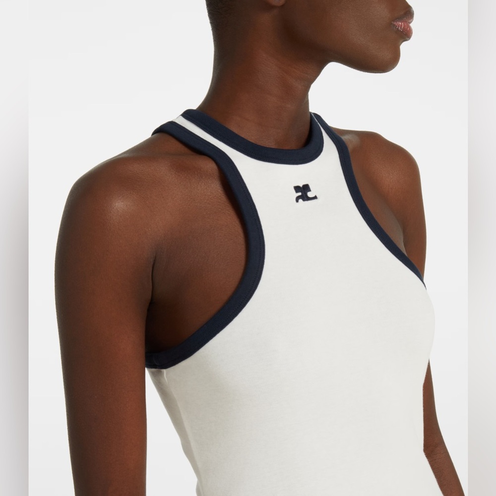 COURRÈGES • White & Navy Scuba Minidress